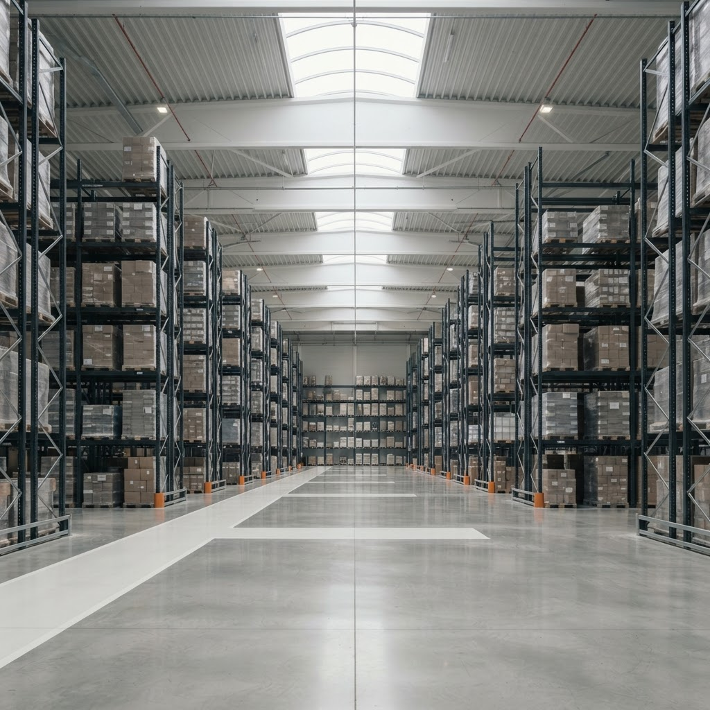 Interior de armazém logístico moderno e organizado
